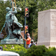 The statue of Meriwether Lewis, William Clark and Sacagawea is removed from Charlottesville, Virginia on July 10, 2021. - The southern US city of Charlottesvill took down two statues honoring Civil War generals for the pro-slavery Confederacy which had become the focus of protests, including a deadly 2017 rally of white supremacists.